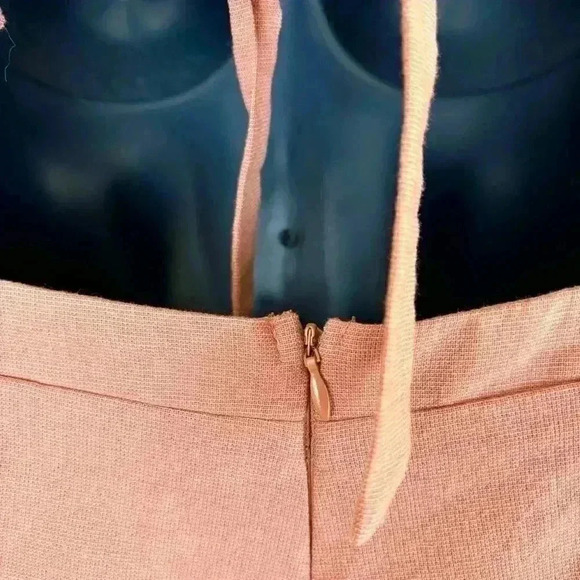 Vici Blush Pink Strapless Ruffled Pockets 70’s 100% Cotton Shorts Romper Size M - Picture 10 of 16